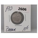 1913 90% Silv Barber Dime