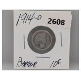 1914-D 90% Silv Barber Dime