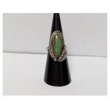 .925 Sterling Braided Halo Turquoise Ring Sz 6.5