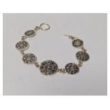 8" .925 Sterling Mayan Calendar Link Bracelet