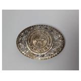 Silver Plate Texas Rangers Belt Buckle
