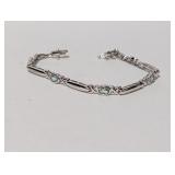 7" .925 Sterling Aqua Colored Stone Bracelet