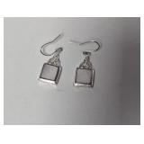 .925 Sterl Mother of Pearl Square Dangle Earrings