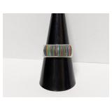 .925 Sterling Multi-Stone Inlay Band Sz 9