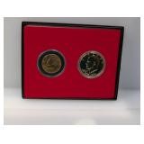 Gold Layered 1991 JFK Half & 1976 Ike $1