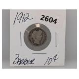 1912 90% Silv Barber Dime