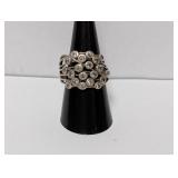 .925 Sterling Bubble Ring Clear Stones Sz 9