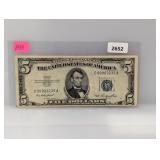 1953 Blue Seal $5 Silver Certificate