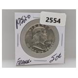 1952-D 90% Silv Franklin Half $1 Dollar