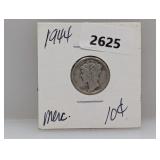 1944 90% Silv Mercury Dime