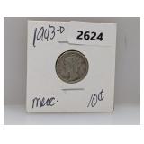 1943-D 90% Silv Mercury Dime