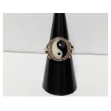 .925 Sterling Yin Yang Sign Ring Sz 7