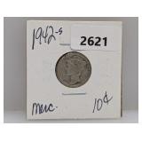1942-S 90% Silv Mercury Dime