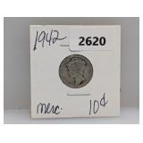 1942 90% Silv Mercury Dime