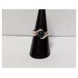 .925 Sterling Tension Set Black Stone Ring Sz 7