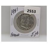 1951 90% Silv Franklin Half $1 Dollar