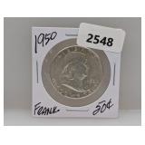 1950 90% Silv Franklin Half $1 Dollar