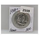 1958-D 90% Silv Franklin Half $1 Dollar