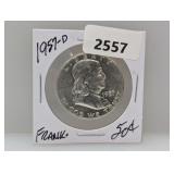 1957-D 90% Silv Franklin Half $1 Dollar
