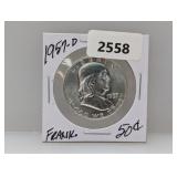 1957-D 90% Silv Franklin Half $1 Dollar