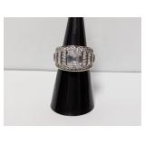 .925 Sterl 8.2G Clear Stone Ring Sz 7