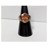 Vermeil/.925 Sterl Peach Stone Ring Sz 7