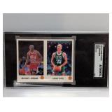 1990-91 Stickers Hand Cut #L/K Jordan/Bird SGC Au