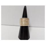 .925 Sterl 12.7G Ribbed Band Sz 6