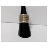 .925 Sterl 8.2G Wide Greek Key Band Sz 7