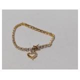 7" Vermeil/.925 Sterl Diamond Bracelet w/Heart Ch