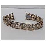 7" .925 Sterl German Openwork Floral Bracelet