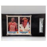 1990-91 Stickers Hand Cut #H/G Jordan/Bird SGC Au