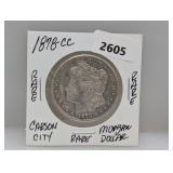 Rare 1878-CC 90% Silv Morgan $1 Dollar