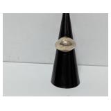 .925 Sterl Dome Diamond Cut Ring Sz 5