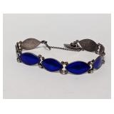 7" .925 Sterl Blue Enamel Bracelet