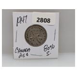 1947 80% Silv Canada Quarter