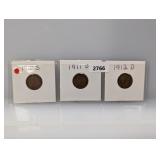 (3) Mixed Date Wheat Cents