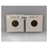 (2) 1931-D Wheat Cents