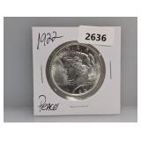 1922 90% Silv Peace $1 Dollar