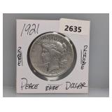 Rare 1921 90% Silv Peace $1 Dollar