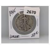 1945 90% Silv Walker Half $1 Dollar
