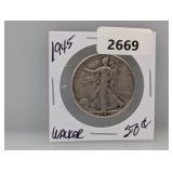 1945 90% Silv Walker Half $1 Dollar