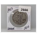 1943 90% Silv Walker Half $1 Dollar