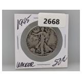 1945 90% Silv Walker Half $1 Dollar