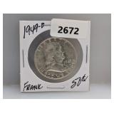 1949-D 90% Silv Franklin Half $1 Dollar