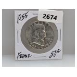 1955 90% Silv Franklin Half $1 Dollar