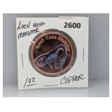 1oz .999 Copper Loch Ness Monster Round
