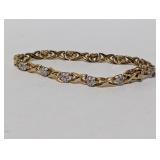 7" Vermeil/.925 Sterl Diamond Heart Bracelet