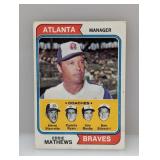 1974 Topps Eddie Mathews HOF Manager Edges/Stain