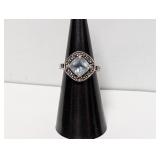 .925 Sterl Blue Stone Ring Sz 5.5